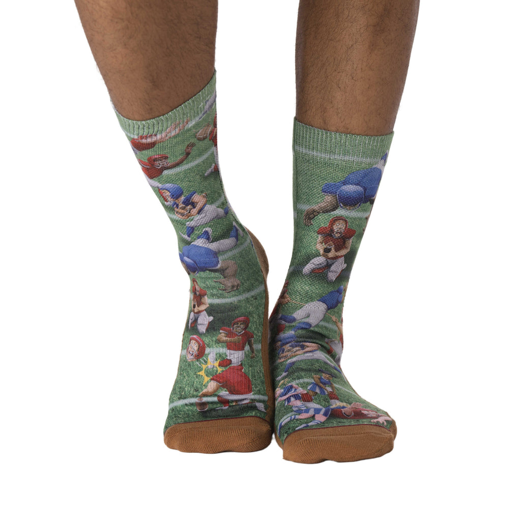 Good Luck Sock Crazy Football Socks - worn