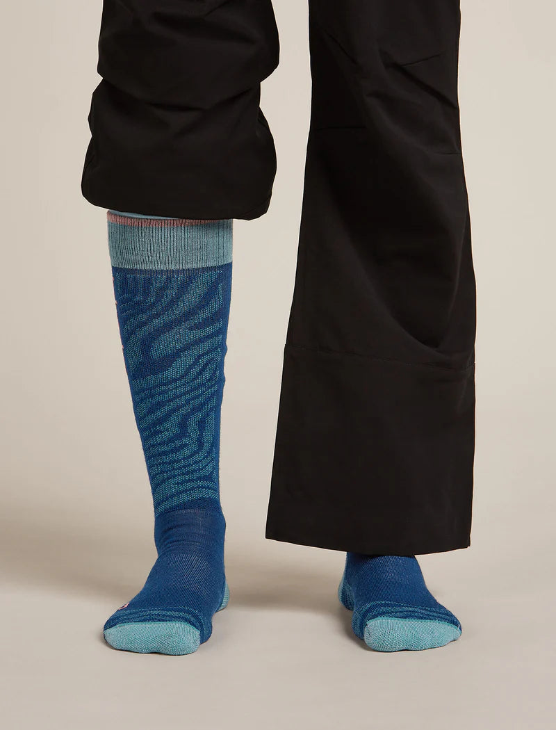 Icebreaker Women's Merino Ski+ Light Over The Calf Socks Mountain Contour
