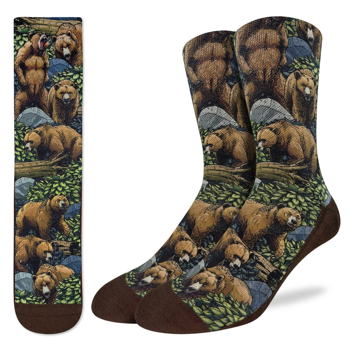 Good Luck Sock Men's Grizzly Bears in the Forest Socks