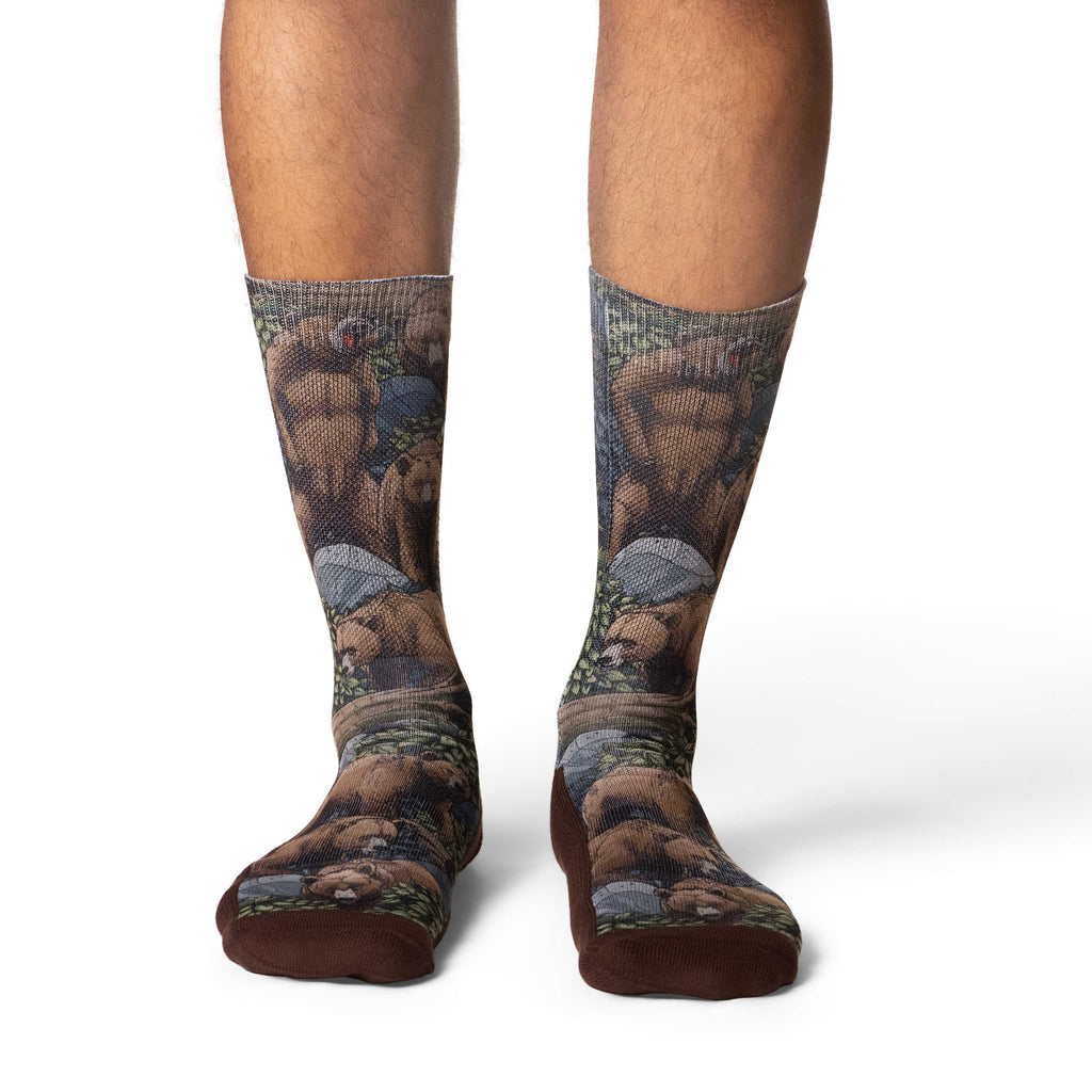 Good Luck Sock Men's Grizzly Bears in the Forest Socks