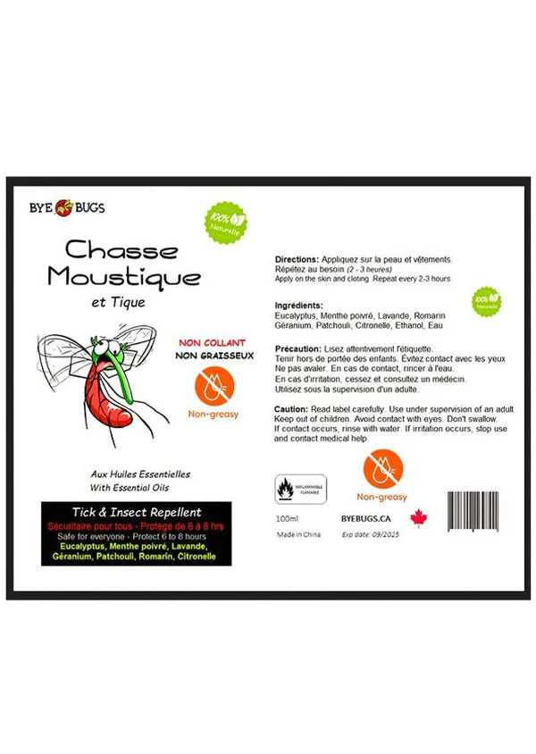 Bye Bugs Mosquito Repellent Spray Bottle