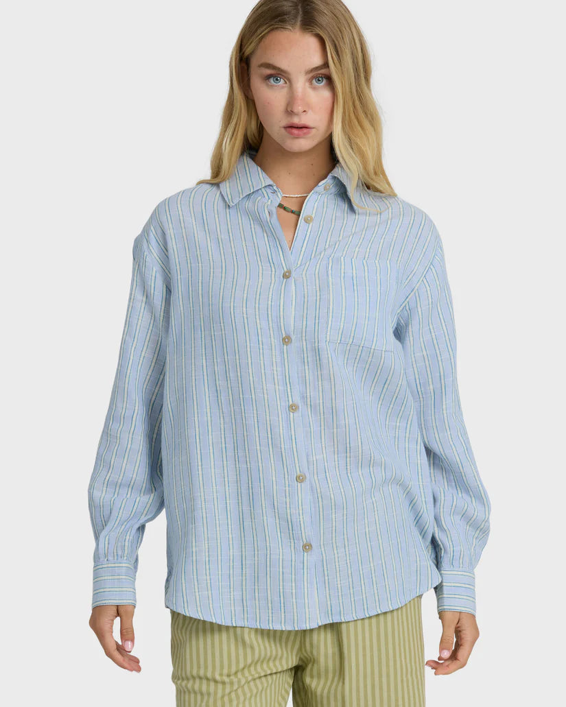 Billabong Women's Wanderer Printed Long Sleeve Woven Top