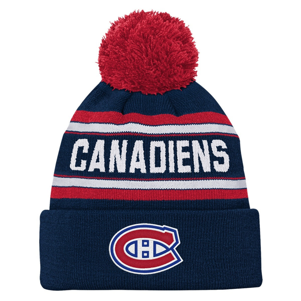 Outerstuff Youth Montreal Canadiens Jacquard Knit Cuffed Toque with Pom