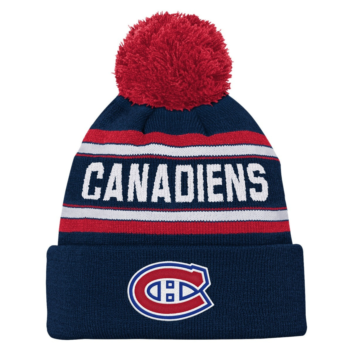 Outerstuff Youth Montreal Canadiens Jacquard Knit Cuffed Toque with Pom