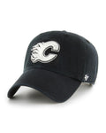 47 Brand NHL Clean Up Adjustable Hat - Black/White - Calgary Flames, front view