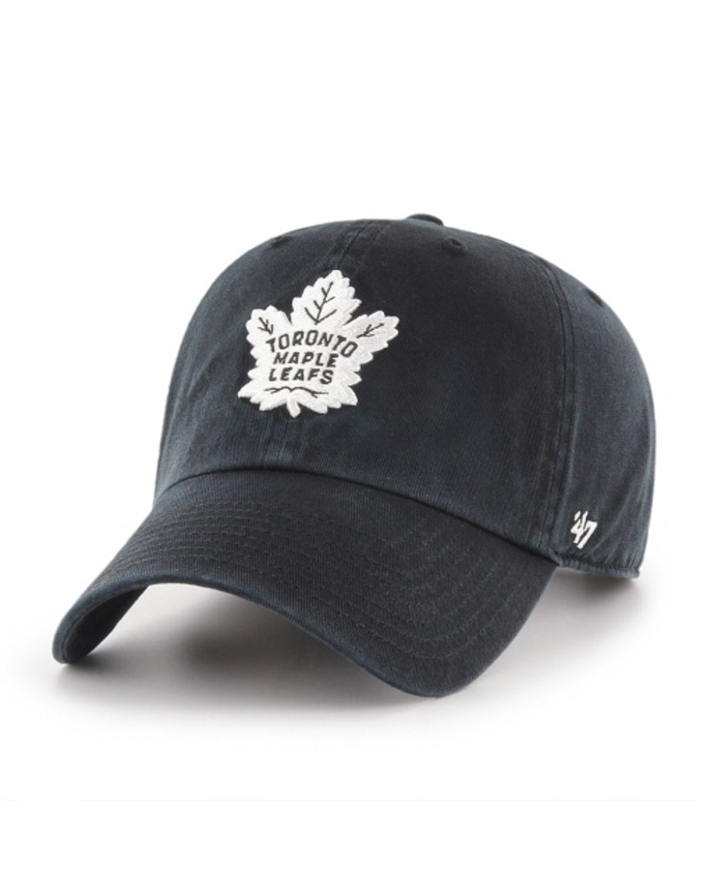 47 Brand NHL Clean Up Adjustable Hat - Black/White - Toronto Maple Leafs, front view