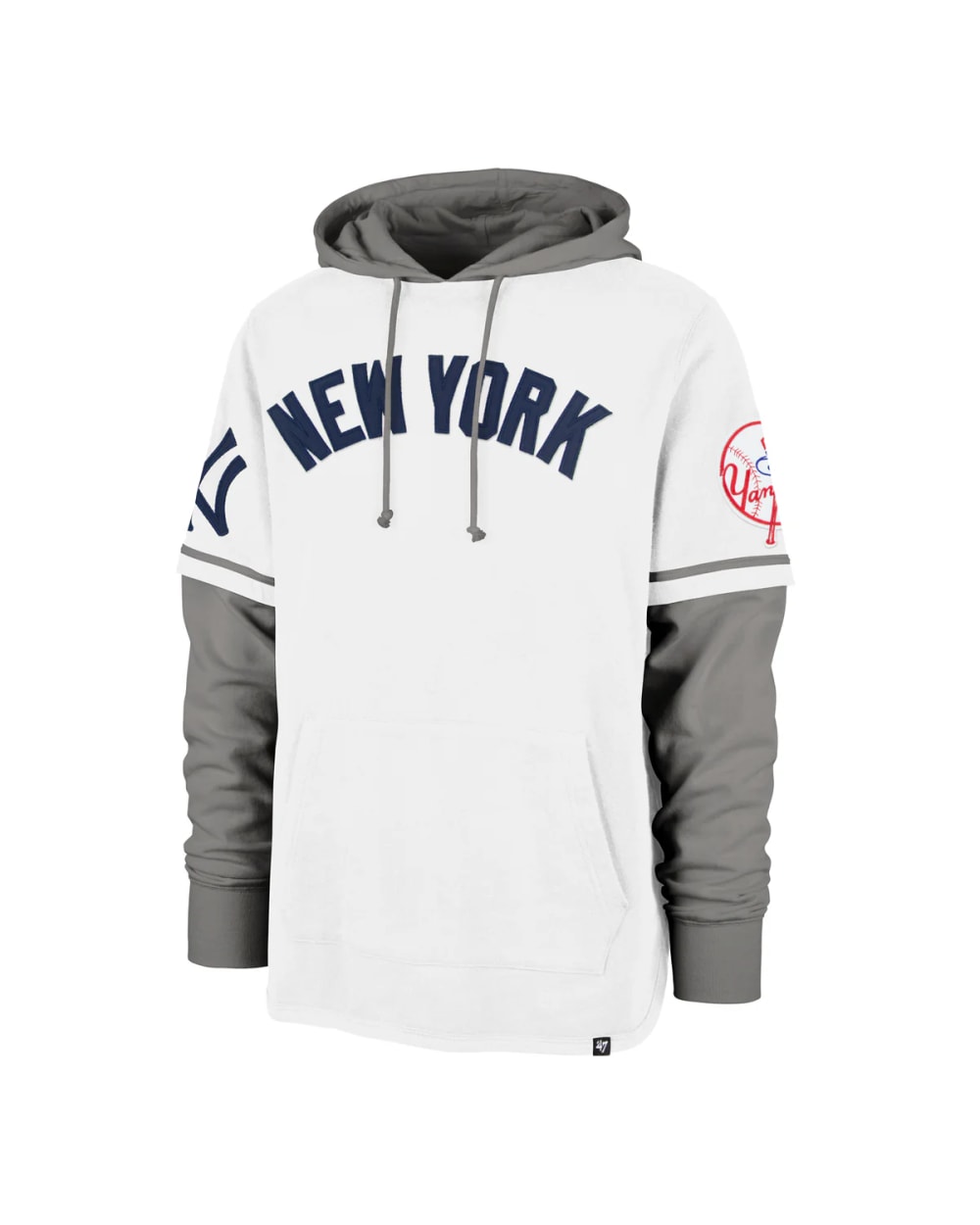 '47 Brand Threefold Seventies Shortstop Pullover - New York Yankees, white and grey, front view