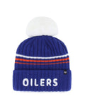 47 Brand Women's Edmonton Oilers Fuzzy Script Cuffed Knit Toque - Edmonton Oilers, front view