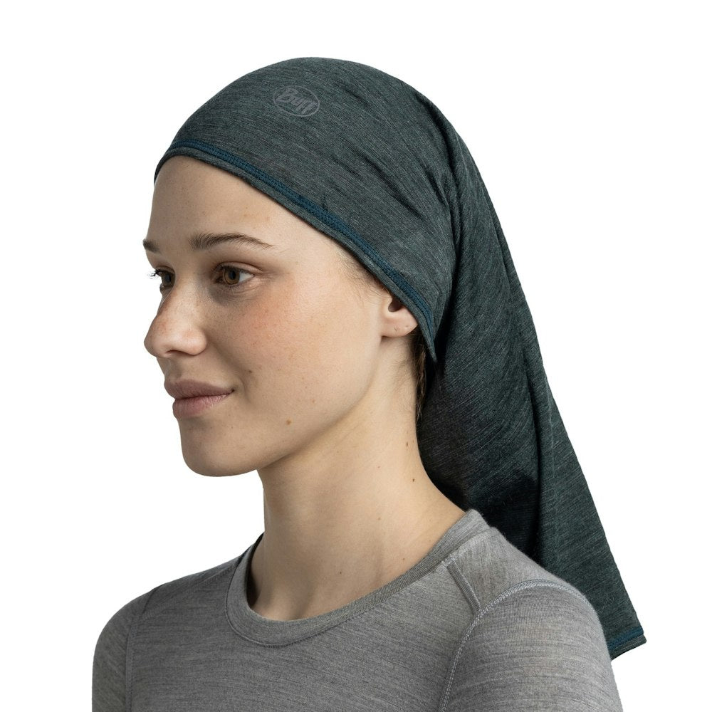 Buff Lightweight Merino Wool Neckwear - Forest - Forest, worn as headband