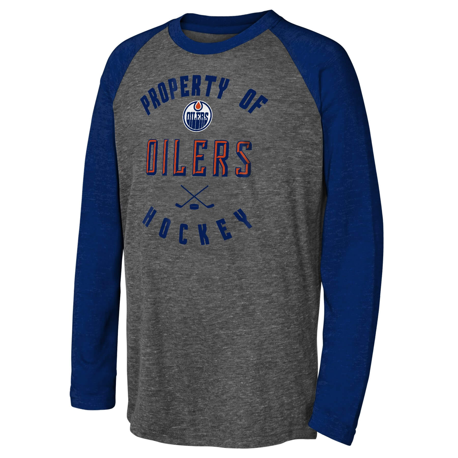 Outerstuff Youth Edmonton Oilers Beveled Long Sleeve Triblend Raglan T-Shirt