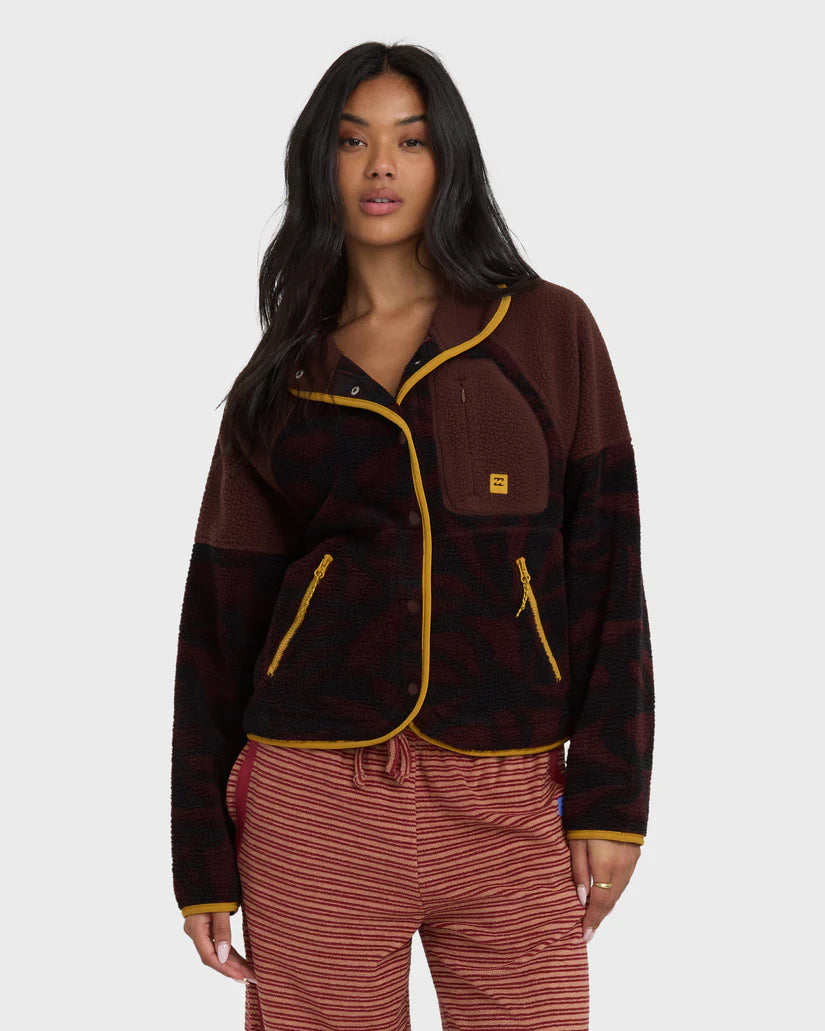 Billabong Women's A/Div Popoyo Snap Up Fleece Jacket