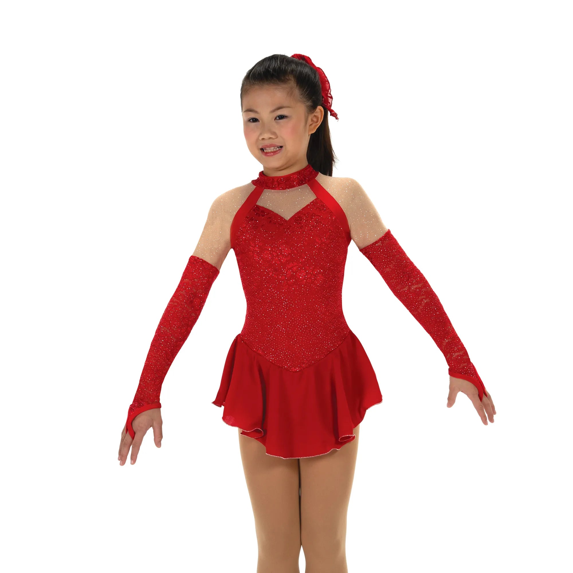Jerrys Skating World Opera Gloves Dress - Ruby Red