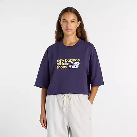 New Balance Women's Athletics Premium Chest Logo Cropped T-Shirt