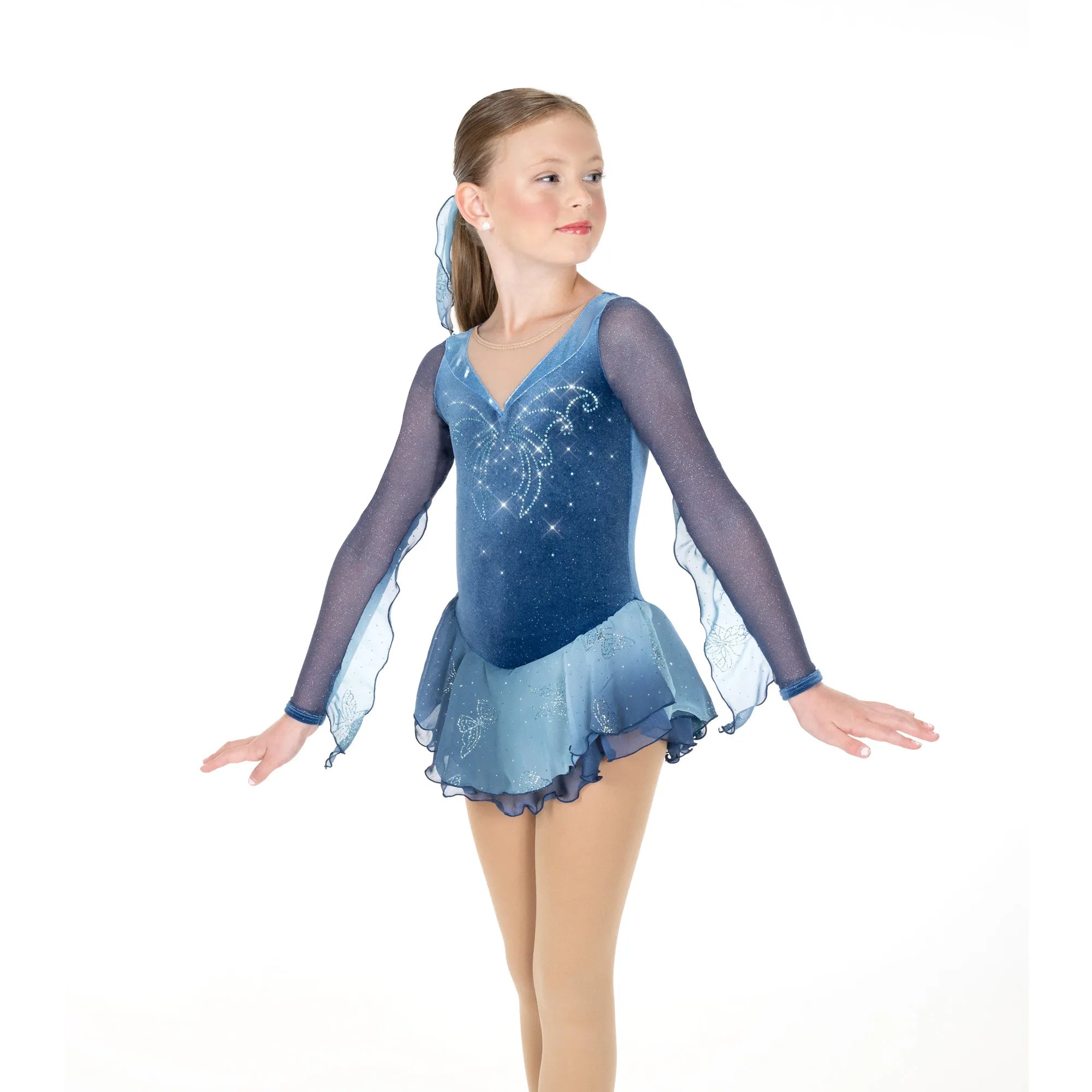 Jerrys Skating World Butterfly Blue Dress