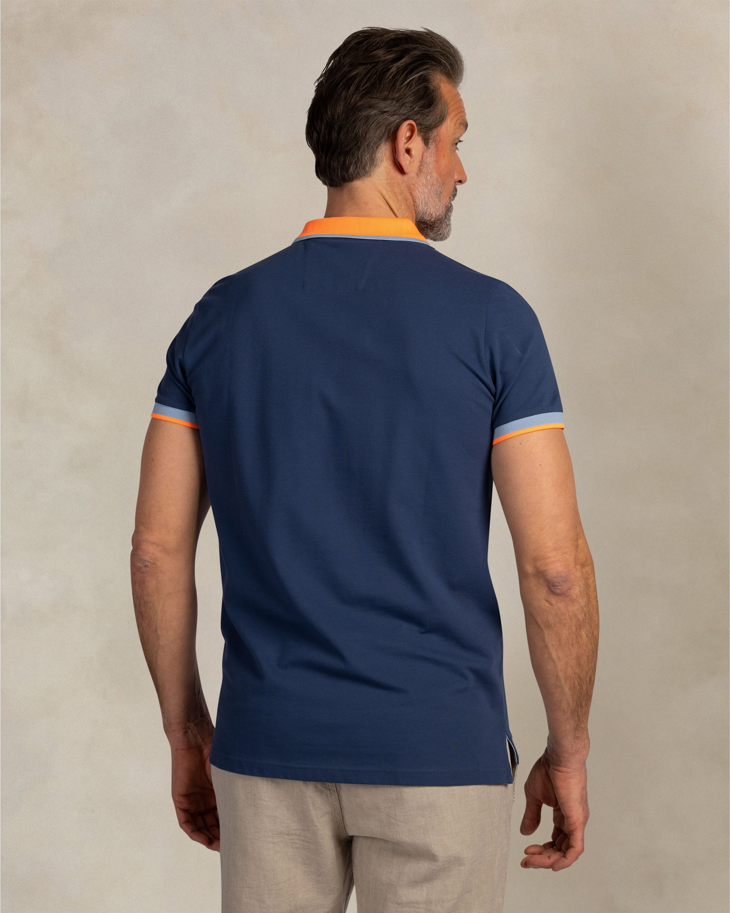 NZA 26CN131 Navy Sky stretch polo - back