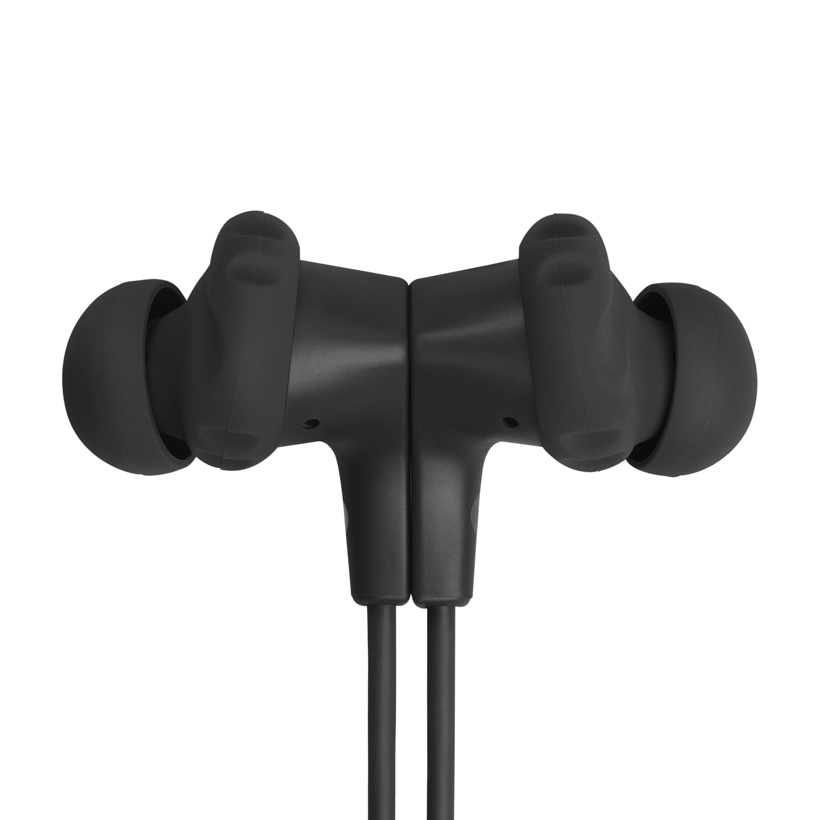 JBL Endurance Run 2 Wireless earbuds in black, magnetic earbuds clipped together