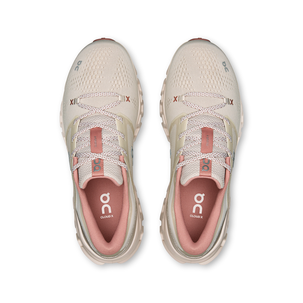 On Cloud Women's Cloud X 5 Running Shoes - PEARL/OYSTER, top view