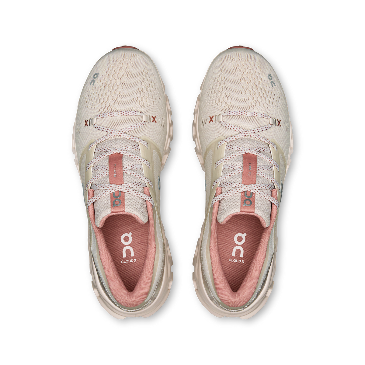 On Cloud Women's Cloud X 5 Running Shoes - PEARL/OYSTER, top view