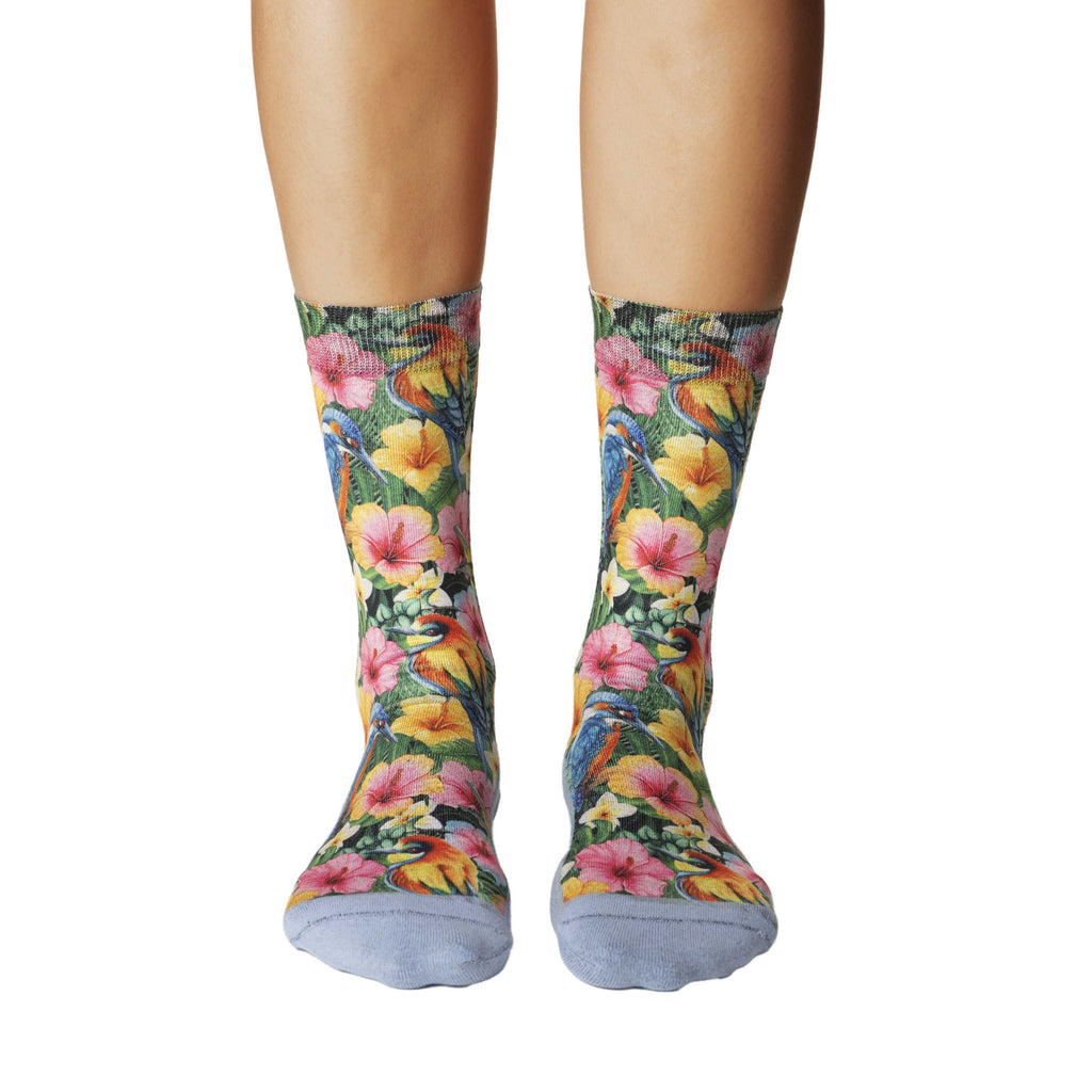 Good Luck Sock Women's Tropical Birds and Flowers Socks