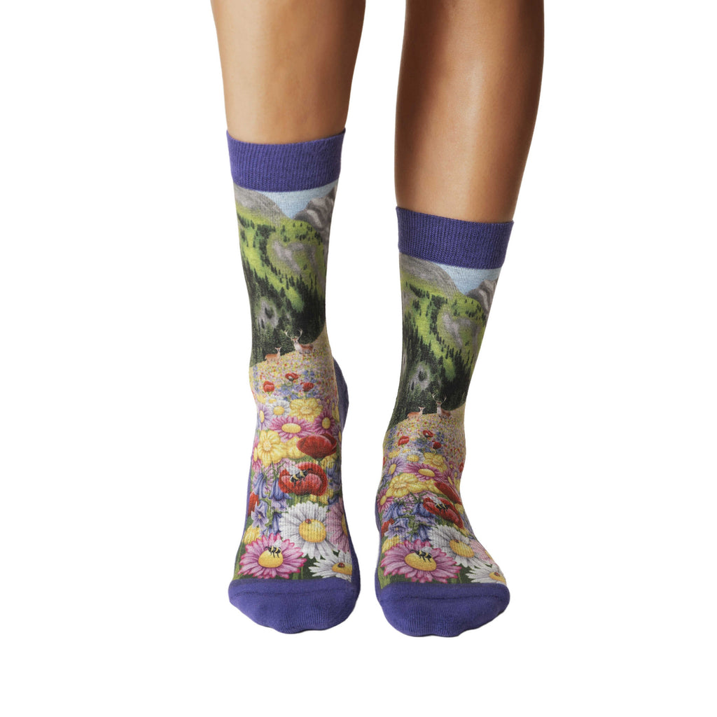 Good Luck Sock Women's Floral Meadow Socks - worn