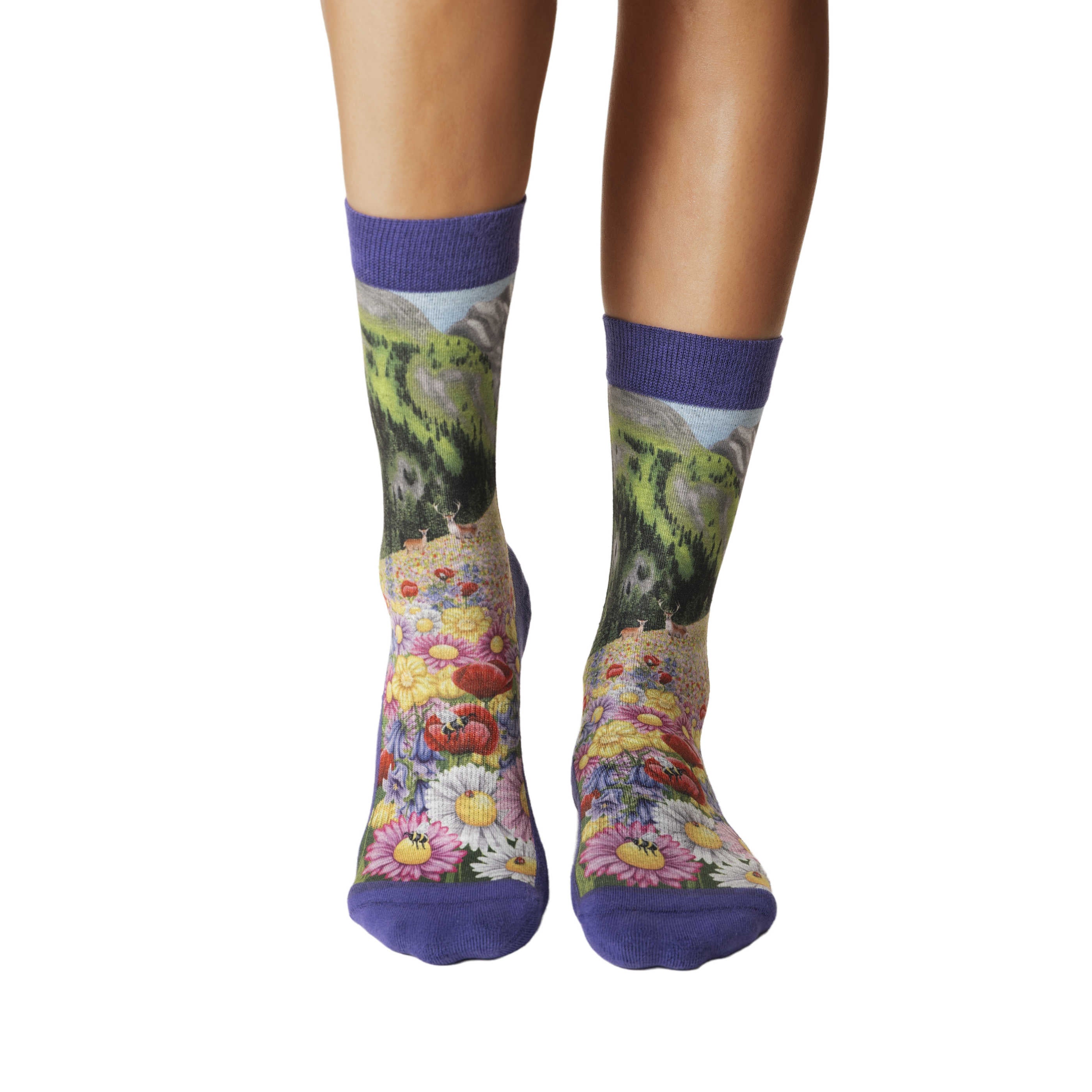 Good Luck Sock Women's Floral Meadow Socks - worn