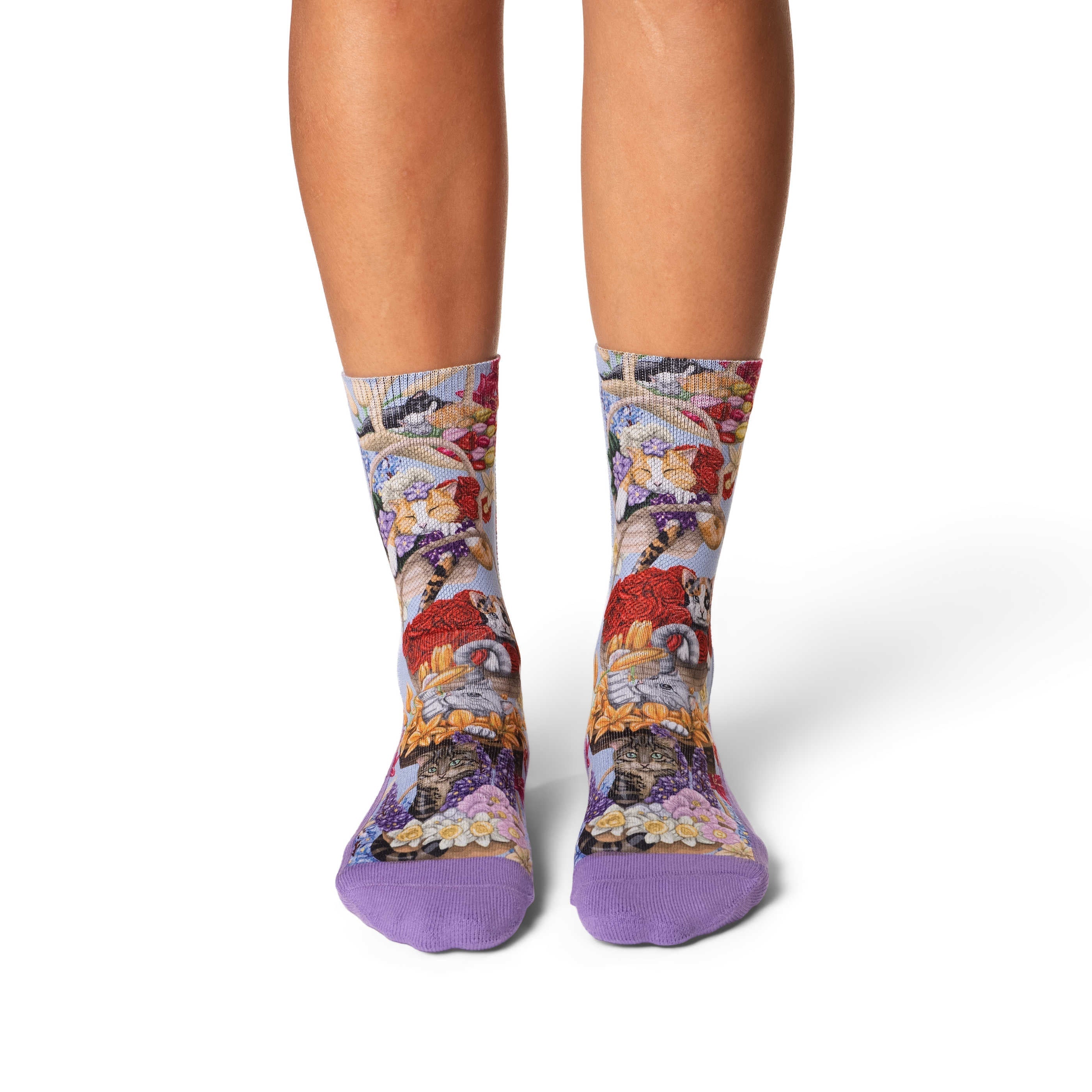 Good Luck Sock Women's Cats Playing with Flower Baskets Socks