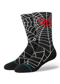 Stance Webby Crew Socks - Black spiderweb design, front view