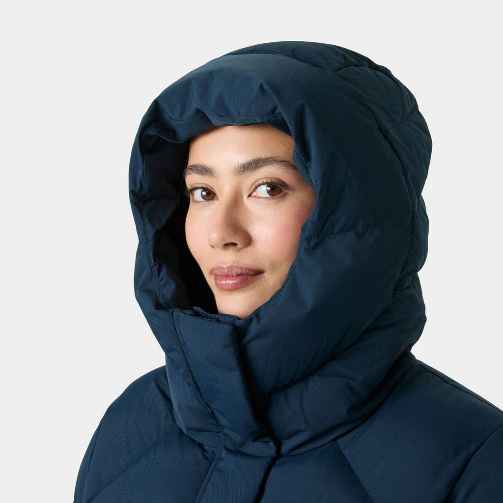 Helly Hansen Women's Aloura Puffy Parka, Navy, hood detail