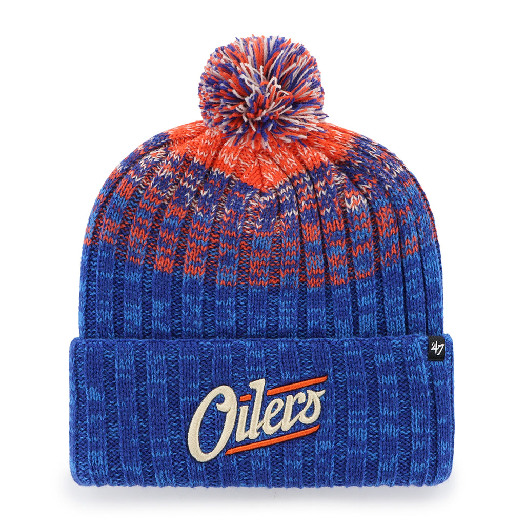 '47 Brand Edmonton Oilers Alternate Logo Cascade Cuffed Knit Toque w/Pom