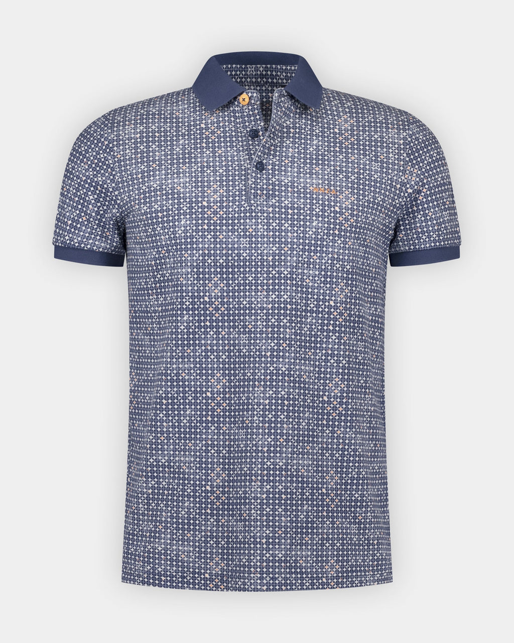 NZA 26CN103 Navy Sky printed polo - front