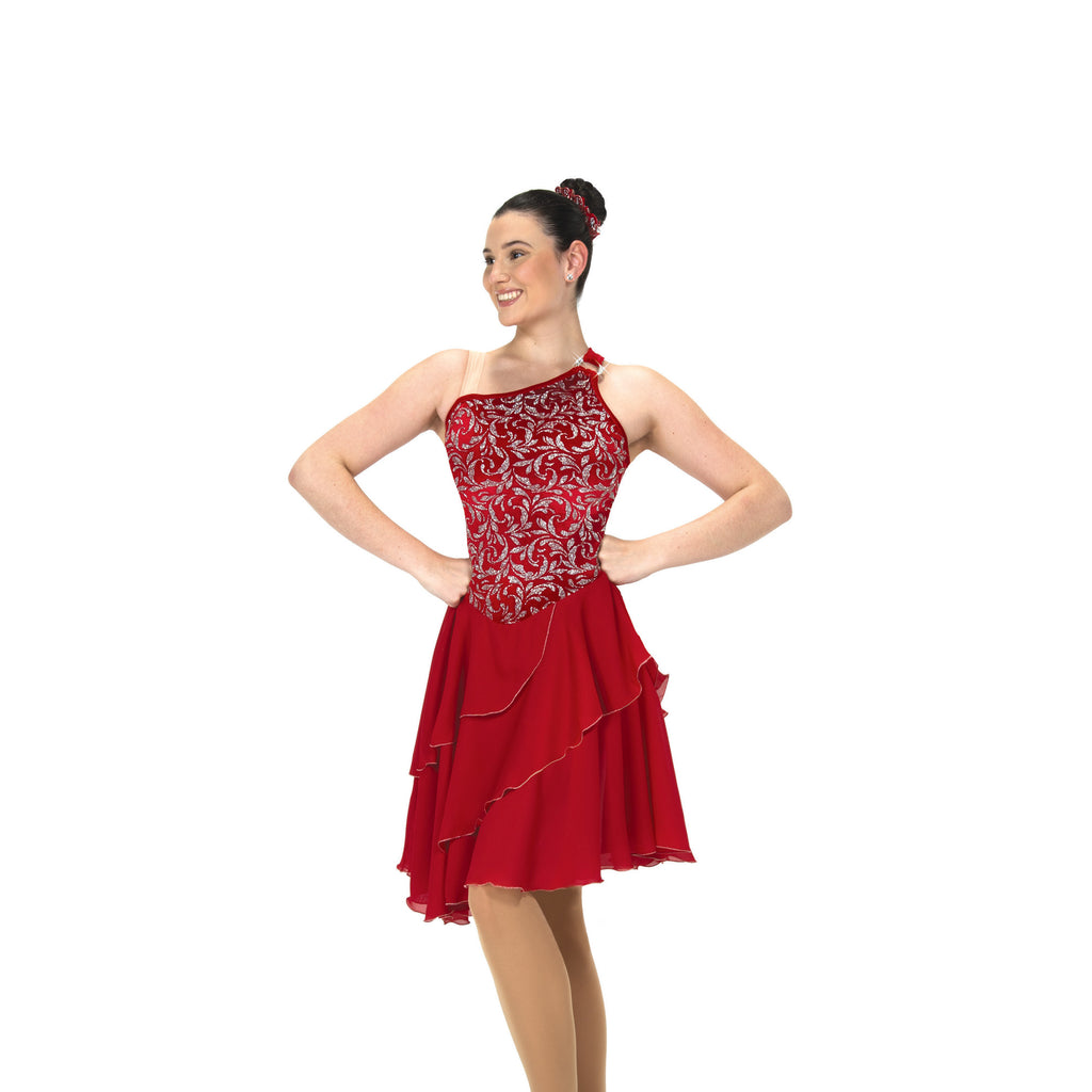 Jerrys Skating World Red Rhumba Dance Dress - Red, front