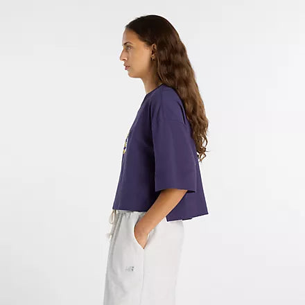 New Balance Women's Athletics Premium Chest Logo Cropped T-Shirt