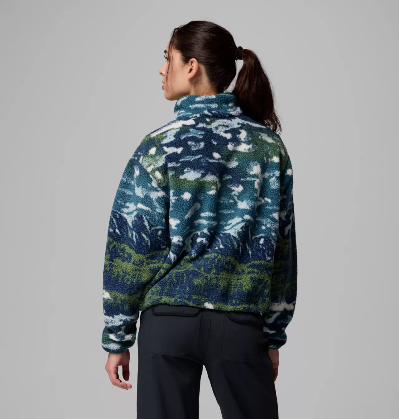 Columbia Women's Helvetia II Printed Cropped Half Snap Fleece Pullover