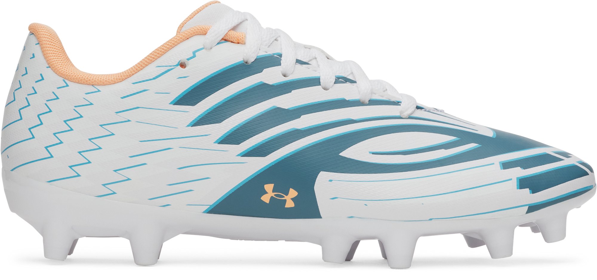 Under Armour Junior Shadow Club 4 FG Soccer Cleats - White - lateral