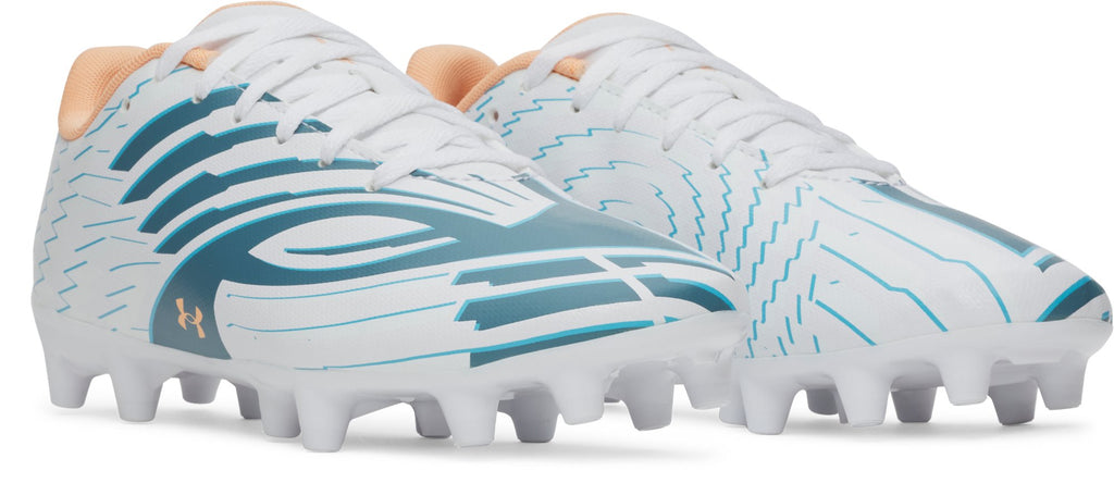 Under Armour Junior Shadow Club 4 FG Soccer Cleats - White - pair