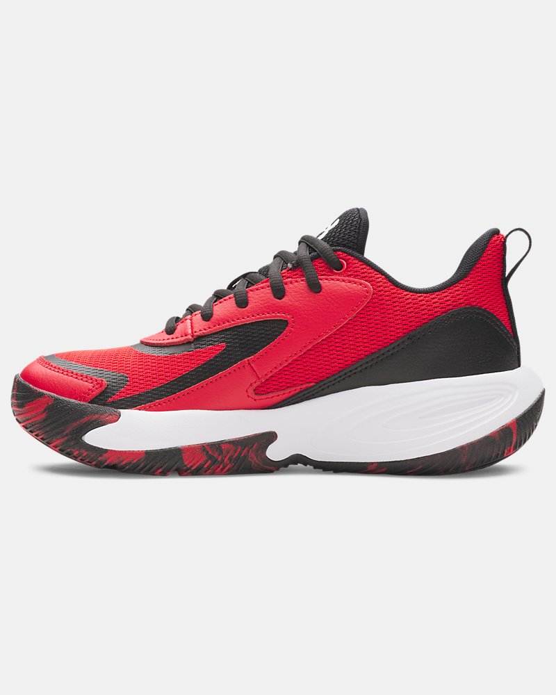 Under Armour Lockdown 8 Grade School Basketball Shoes Red/Black/White angle