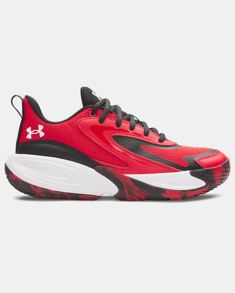 Under Armour Lockdown 8 Grade School Basketball Shoes Red/Black/White