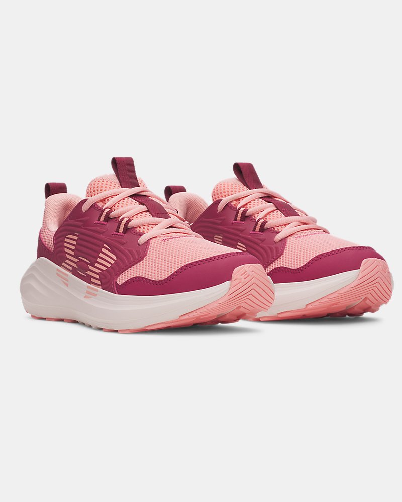 Under Armour Girls' Grade School Outhustle 3 Running Shoes - Pink pair view