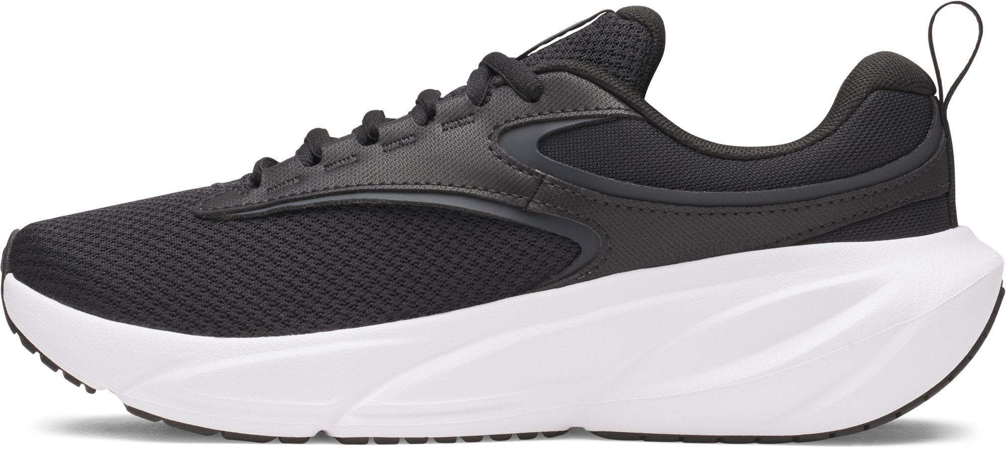 Under Armour Women's Surge 5 Running Shoes in Black/Black/White - medial view