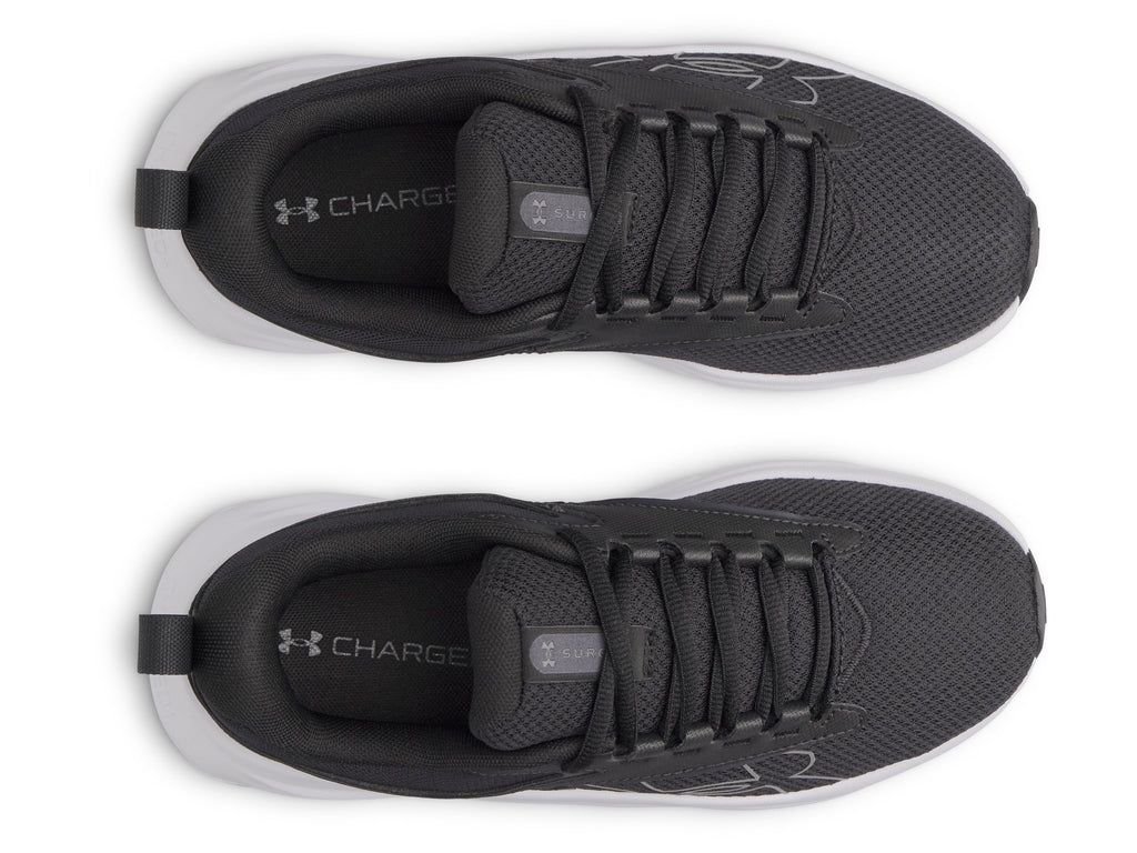 Under Armour Women's Surge 5 Running Shoes in Black/Black/White - top view