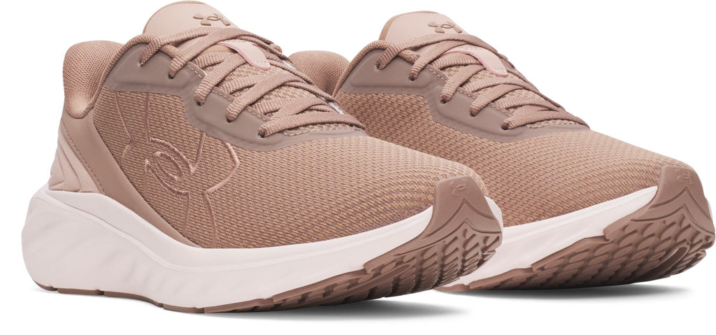 Under Armour Women's Ascend Big Logo Running Shoes in Deep Almond - three quarter pair view
