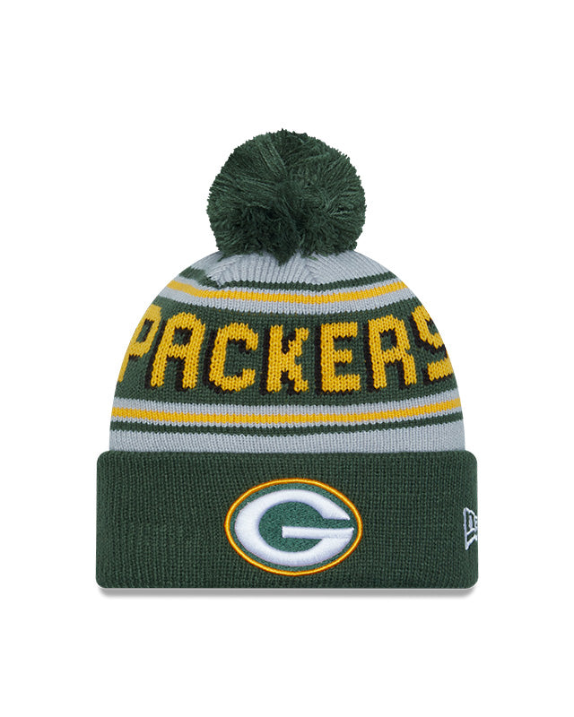 New Era Green Bay Packers Cuffed Knit Hat with Pom