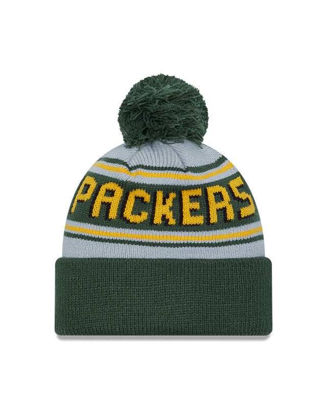 New Era Green Bay Packers Cuffed Knit Hat with Pom