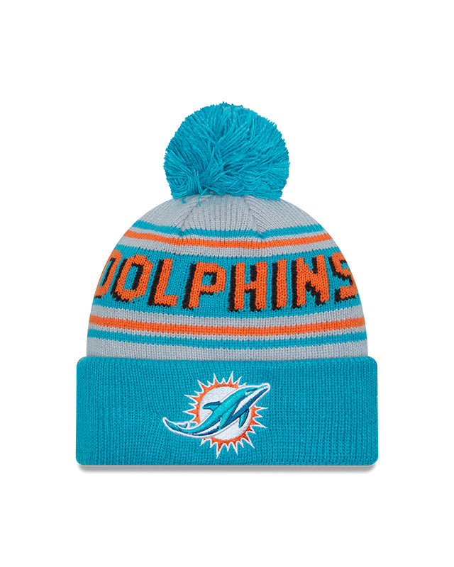 New Era Miami Dolphins Cuffed Knit Hat with Pom