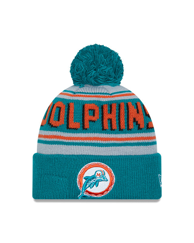 New Era Miami Dolphins Cuffed Knit Hat with Pom