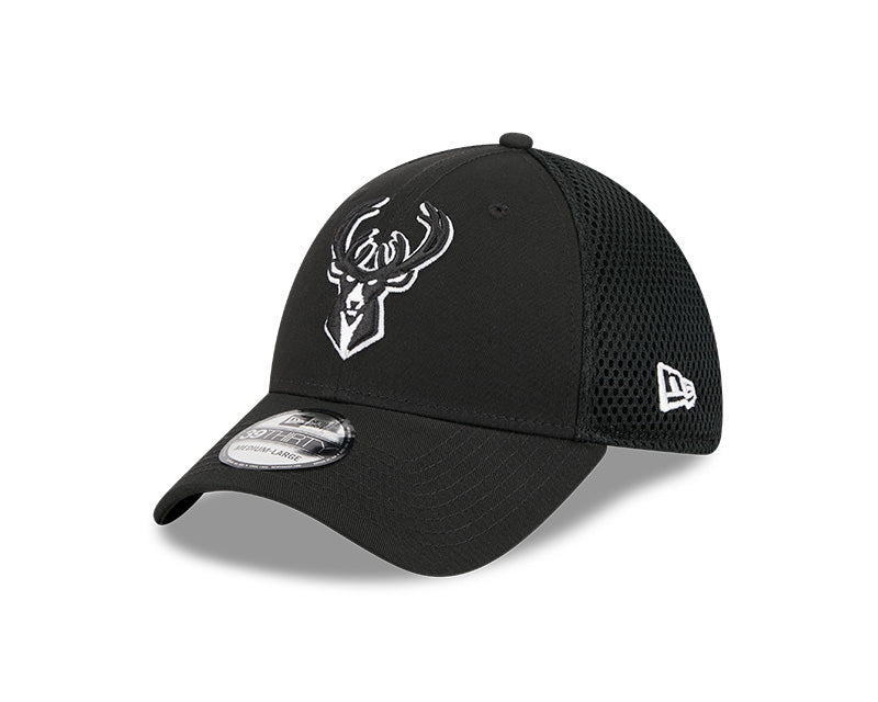 New Era Milwaukee Bucks Black Main Neo 39THIRTY Flex Hat