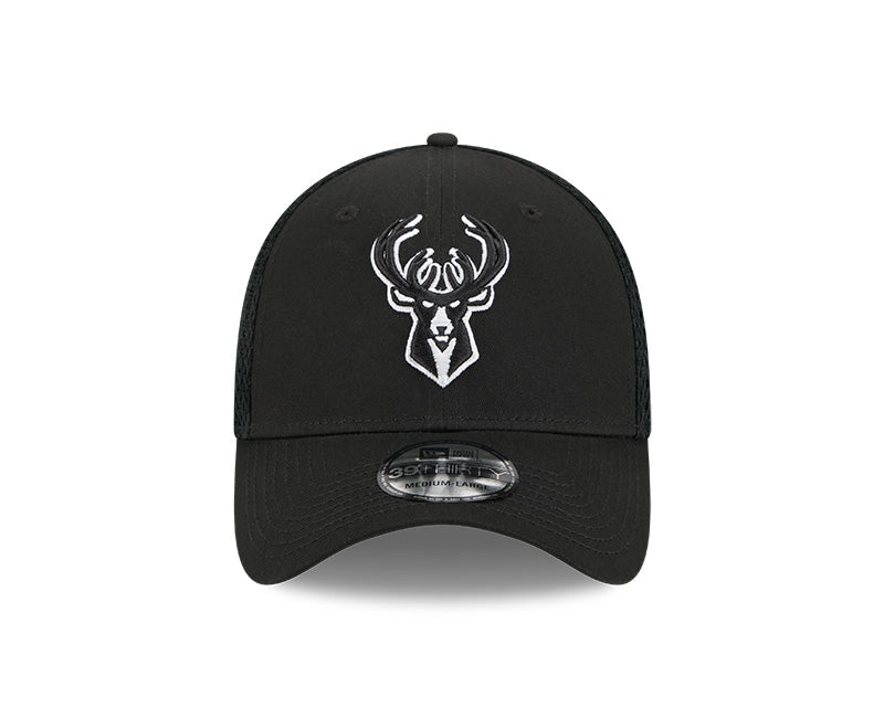 New Era Milwaukee Bucks Black Main Neo 39THIRTY Flex Hat