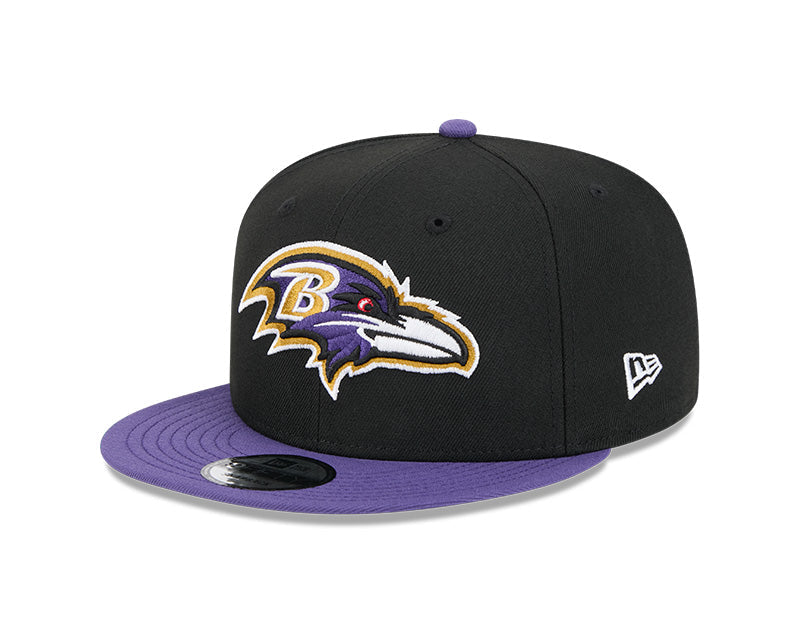 New Era Baltimore Ravens Evergreen 9FIFTY snapback hat, three-quarter left view