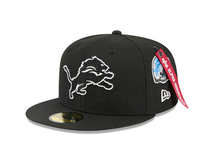 New Era Detroit Lions Alpha Industries Black 59FIFTY Fitted Hat