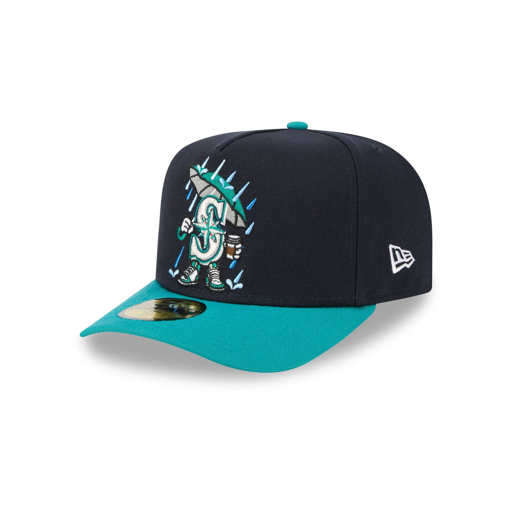 New Era Seattle Mariners MLB 2026 Cartoon A-Frame 59FIFTY junior fitted hat, three-quarter left view